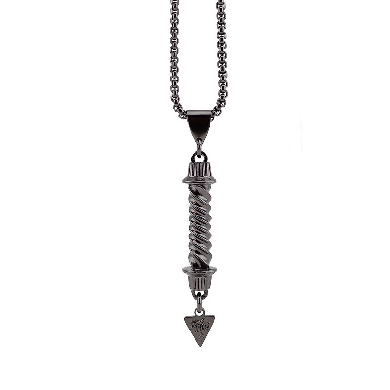 音量扭轉項鍊 Volume twist necklace (黑金款) - 項鍊 - 其他金屬 黑色