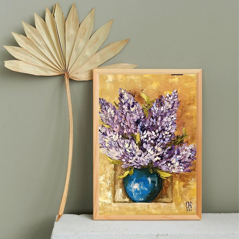 Lilac Oil painting, Still life, Floral Wall Art, Flowers, 繪畫 手繪油畫 原畫 花繪畫 - โปสเตอร์ - วัสดุอื่นๆ หลากหลายสี