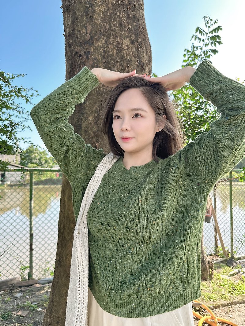 Venus colorful dot short sweater (green)-Made in Taiwan-Knitwear-Sweater - Women's Sweaters - Polyester Green