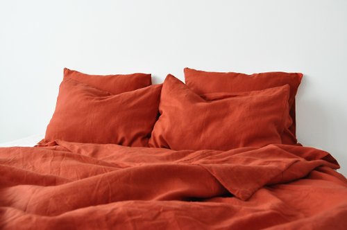 True Things Terracotta linen pillowcase / Orange pillow cover / Euro, American, Taiwan size
