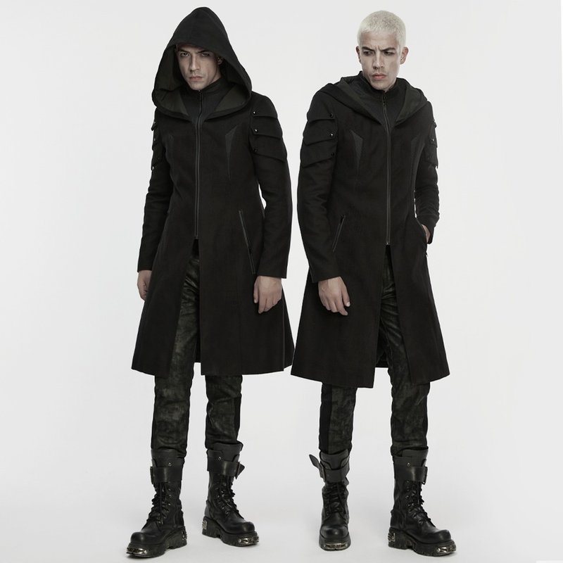 賽博龐克山伏巫師鎧甲連帽外套 / 雙面絨 - 男夾克/外套 - 其他材質 黑色