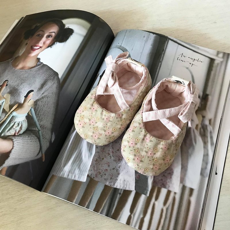 120 Norway apricot flower X Norway pink little handmade strap baby shoes baby shoes toddler shoes - รองเท้าเด็ก - ผ้าฝ้าย/ผ้าลินิน สึชมพู