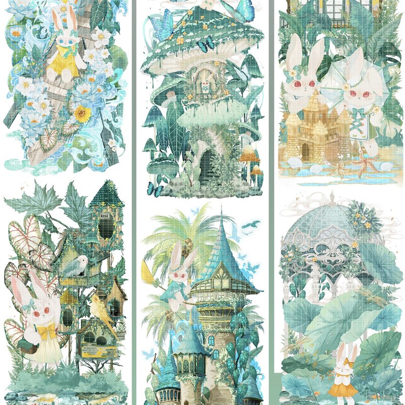 四季輪轉 (夏) PET 紙膠帶 貝殼光 10米卷 巨畫幅背景 - 紙膠帶/和紙/PET - 其他材質 綠色