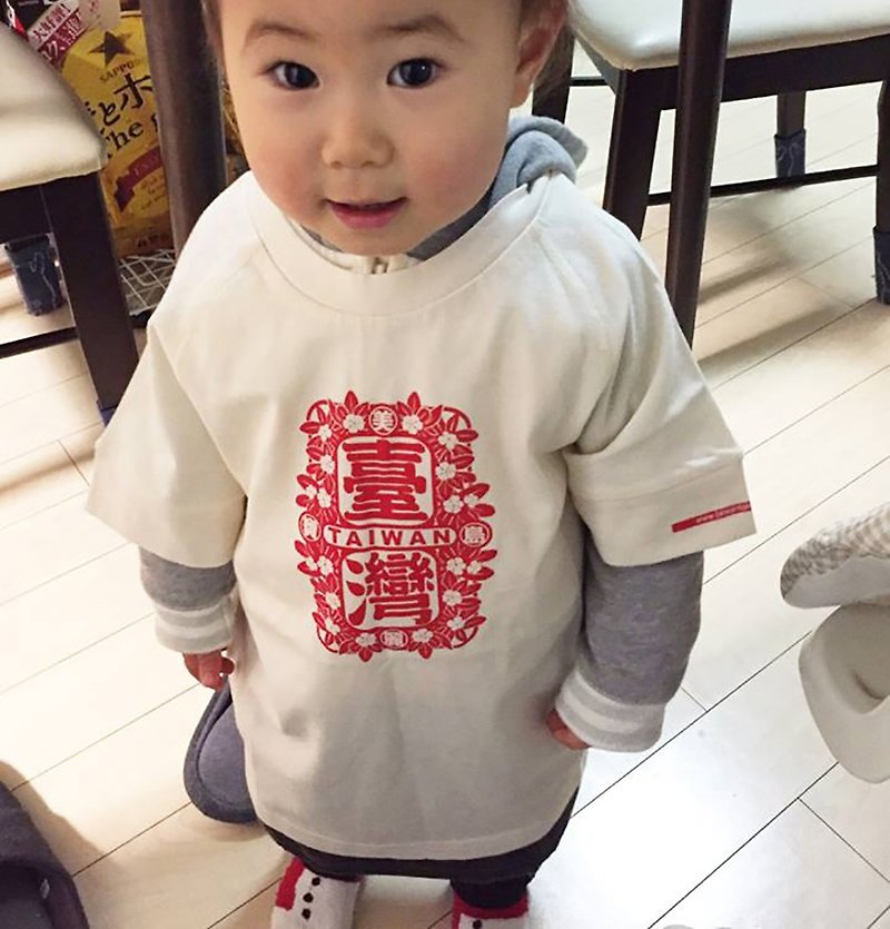 Children's version of Meilibaodao Taiwan LOGO TEE. Red/Blue - Other - Cotton & Hemp Red