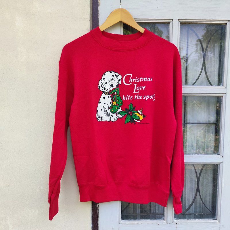 Vintage 90s Christmas Love Hits The Spot By Abby Press Sweatshirt Size M - 女毛衣/針織衫 - 棉．麻 紅色