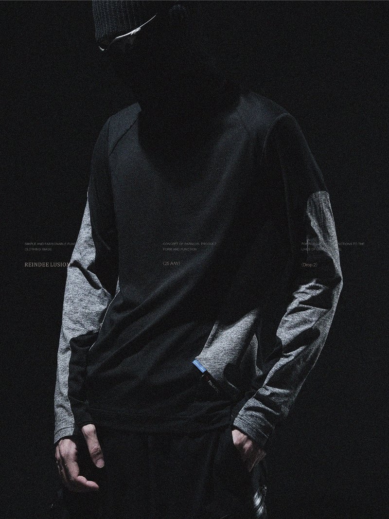 POLARTEC-Delta速乾蛇鱗紋圓領套指長袖T恤 - 男 T 恤 - 其他材質 黑色