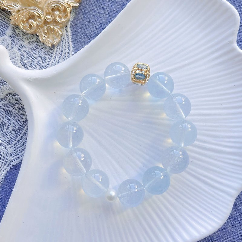 海藍寶天然水晶藍托帕多寶手鏈 // 山與珠寶手作客製 DIY - 手鍊/手鐲 - 水晶 藍色