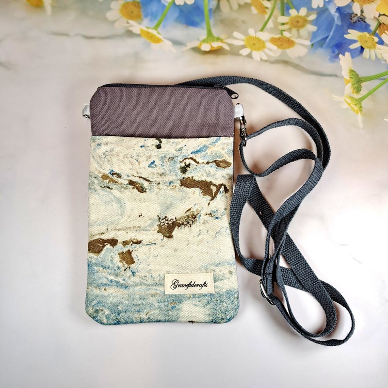 電話斜背包/手機袋 / 手機包 /輕便肩背包【漂染系列: PBC-2512】 - 側背包/斜背包 - 棉．麻 灰色