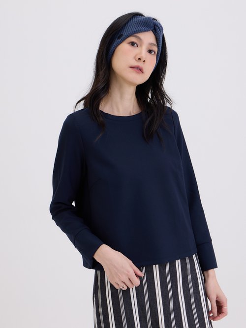 許許兒 XUXUWEAR 簡單圓領長袖上衣-藏青