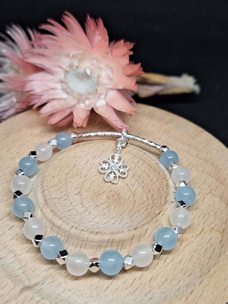 藍玉瓍/白瑪瑙14k金銀管手串 - 手鍊/手環 - 半寶石 