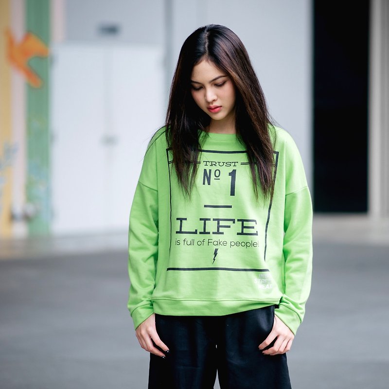 【Off-season sale】Sweatshirt Trust No 1 - T 恤 - 棉．麻 綠色