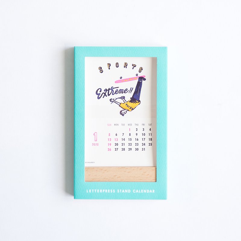 日本のアーティストCHALKBOY2020活版印刷月間カレンダー卓上カレンダー - カレンダー - 紙 多色