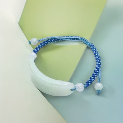 瓔珞珠寶盒 E.L.Jewelry Box 【願‧無事】冰種翡翠無事牌編織手鍊 | 天然緬甸A貨翡翠 | 送禮