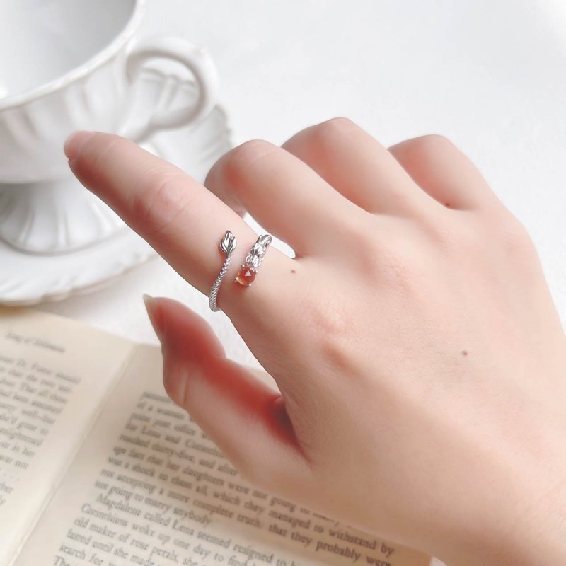 Citrine 925 Sterling Silver Dragon Spit Pearl Ring Adjustable Ring - แหวนทั่วไป - คริสตัล สีเงิน