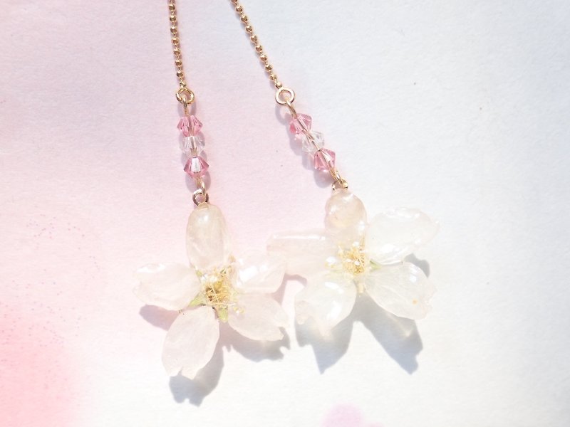 Keio Sakura Crystal Pink American Earrings - Earrings & Clip-ons - Plants & Flowers Pink