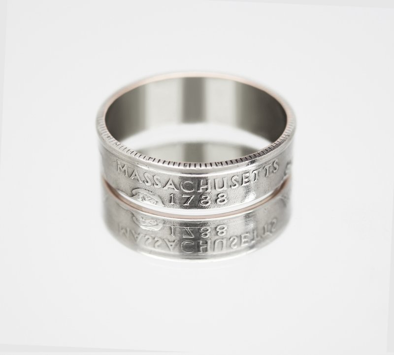 USA Coin Ring 25 cents 2000 Massachusetts coin rings for men coin rings gift - แหวนทั่วไป - โลหะ 