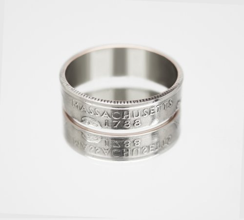 CoinsRingsUkraine USA Coin Ring 25 cents 2000 Massachusetts coin rings for men coin rings gift