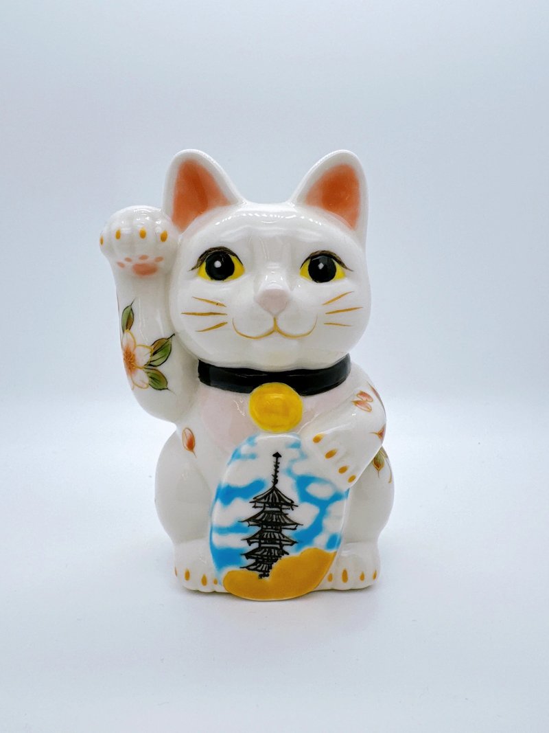【塔映福緣】日本清水燒招財貓 | 京都 五重之塔 - 文化遺產 - 擺飾/家飾品 - 瓷 白色