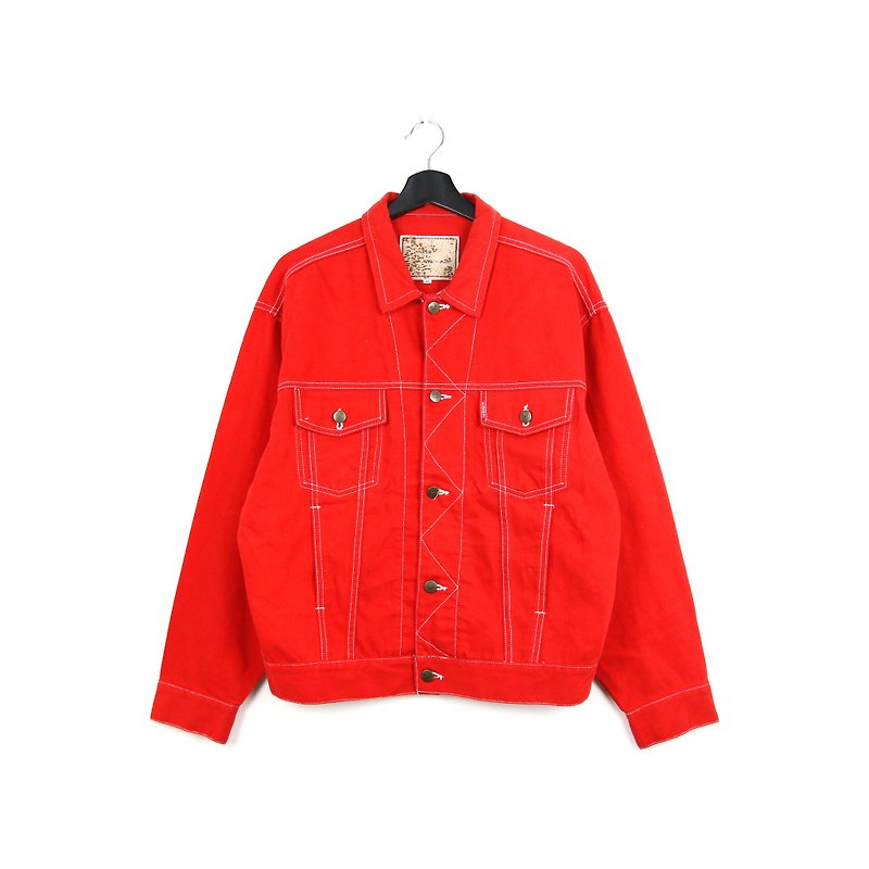 Back to Green::Blue Way Classic Red//vintage denim - Men's Coats & Jackets - Cotton & Hemp 