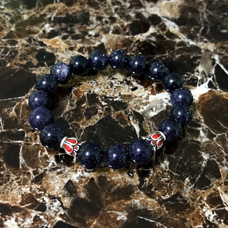Neutral Blue Jinsha Stone bracelets # +925 sterling silver bracelets - Bracelets - Glass Blue