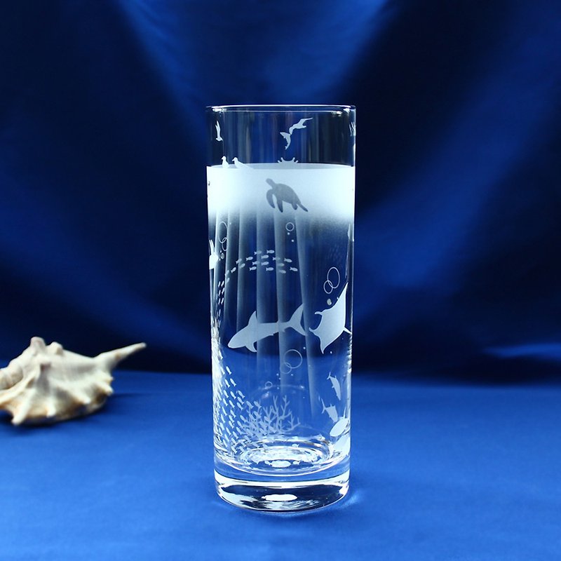 [MARINE AQUARIUM] Long tumbler with personalized name (option sold separately) - Cups - Glass Transparent