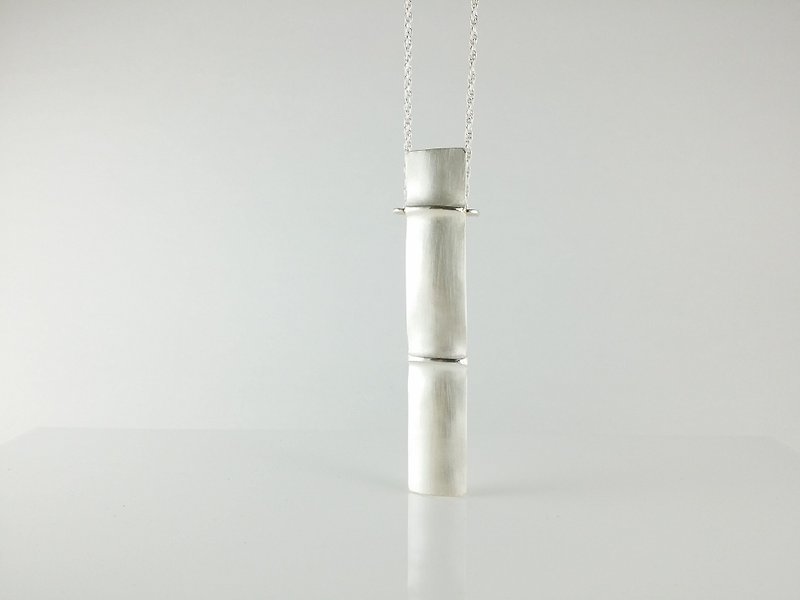 Sterling Silver Pendant Bamboo Series 925 Silver Long Chain Designer Handmade Silver Jewelry