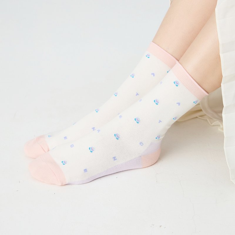 Whisper/M(M)-MIT designed mid-calf socks - ถุงเท้า - ผ้าฝ้าย/ผ้าลินิน ขาว