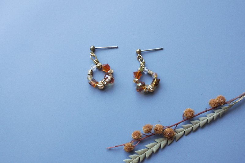 │小花园│Earrings - Swarovski - Earrings & Clip-ons - Other Metals Orange