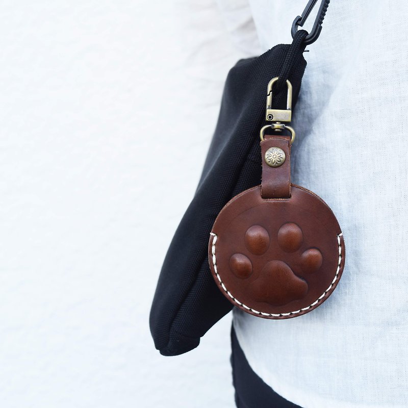 [Customized] GOGORO key ring dark coffee color custom lettering custom gift box - Keychains - Genuine Leather Brown