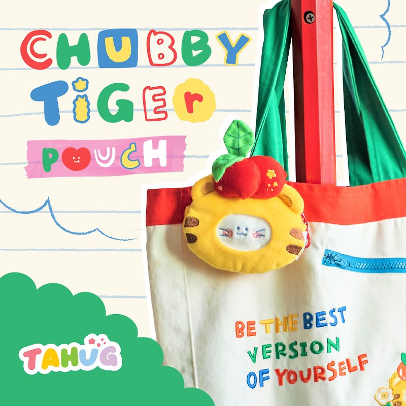 Chubby Tiger Pouch - 零錢包/小錢包 - 繡線 黃色