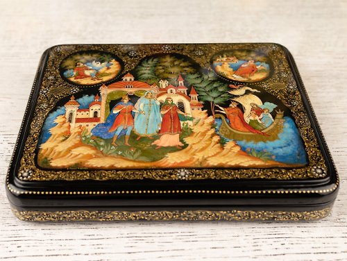 NEW Russian Hand Made Lacquer Jewelry Box with Hand Painting Made In Russia 