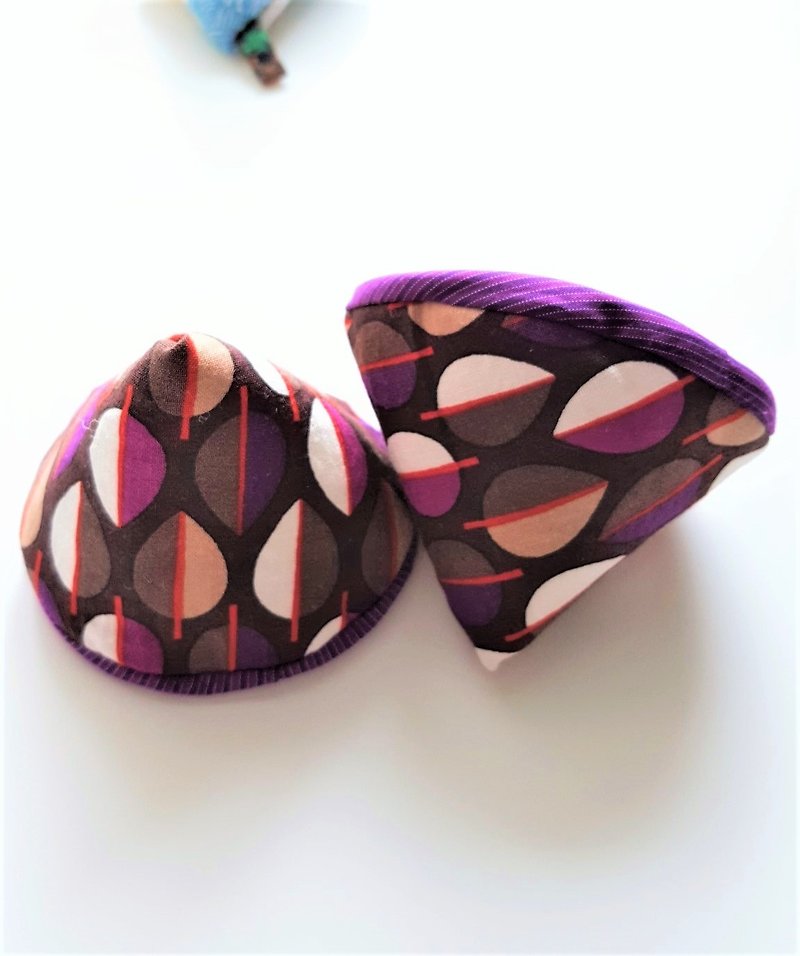 Pot Hat (Purple Brown Leaves) - ผ้ารองโต๊ะ/ของตกแต่ง - ผ้าฝ้าย/ผ้าลินิน สีม่วง