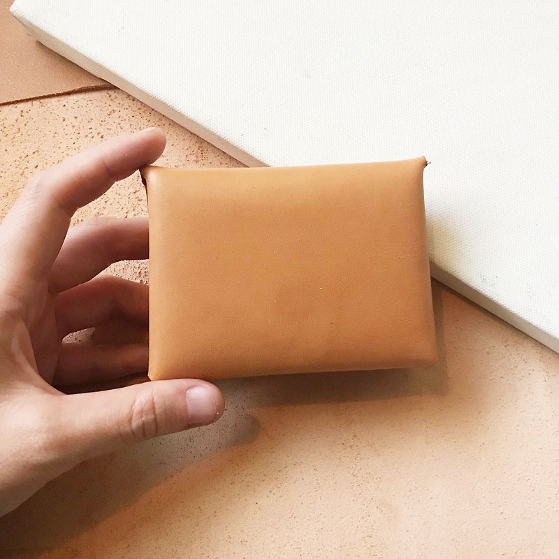 Envelopes, business card holder _ _ light Brown minimalist version - ที่เก็บนามบัตร - หนังแท้ สีส้ม
