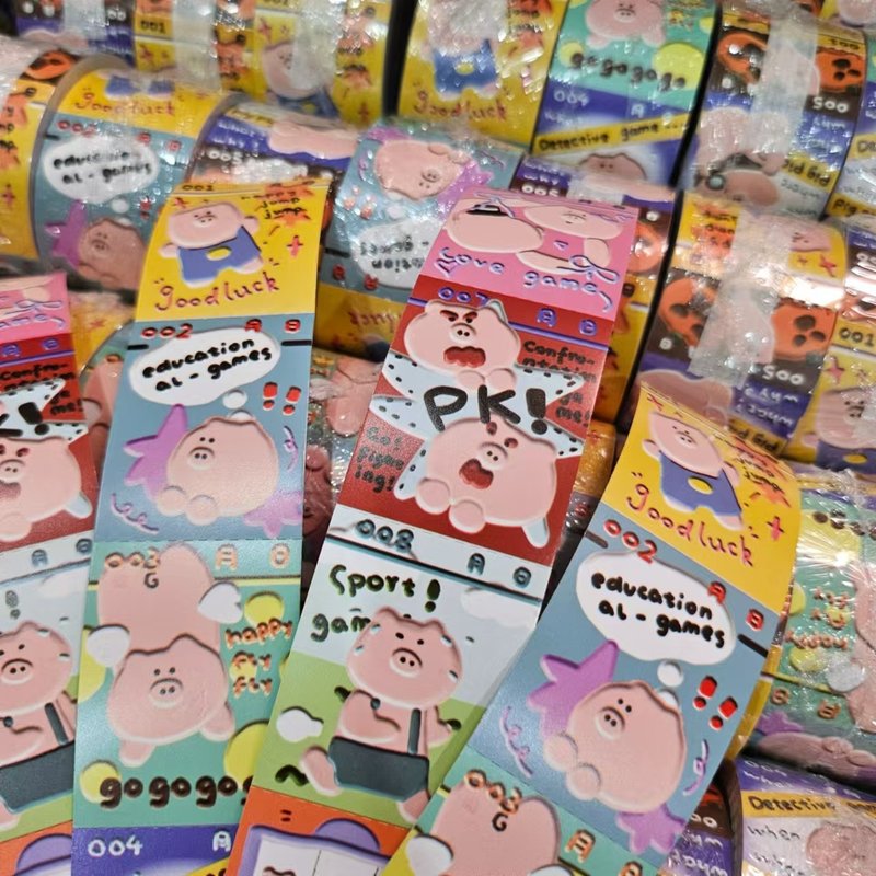 【coloryeah】原創 小豬游戲券 膠帶卷 立體風 手帳拼貼 - 紙膠帶/和紙/PET - 其他材質 多色