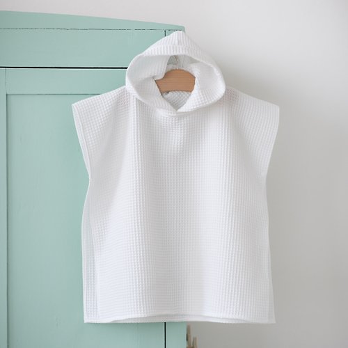 Cot and Cot White Waffle Kids Beach Cover Up - toddler bathrobe with open sides