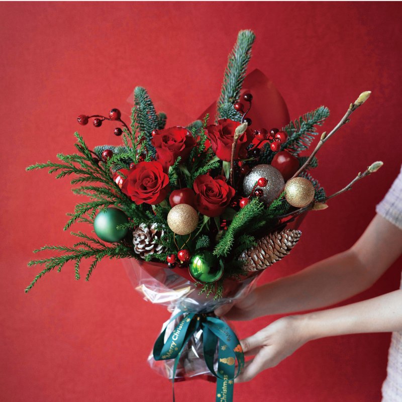 [Limited Offer] Christmas Bouquet-Handmade - ตกแต่งต้นไม้ - พืช/ดอกไม้ สีแดง