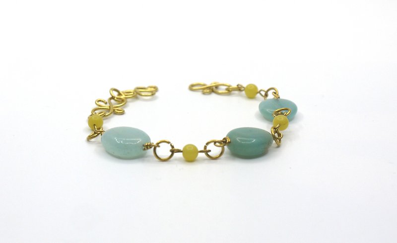 [Riitta] Tianhe stone lemon stone brass bracelet - Bracelets - Gemstone 