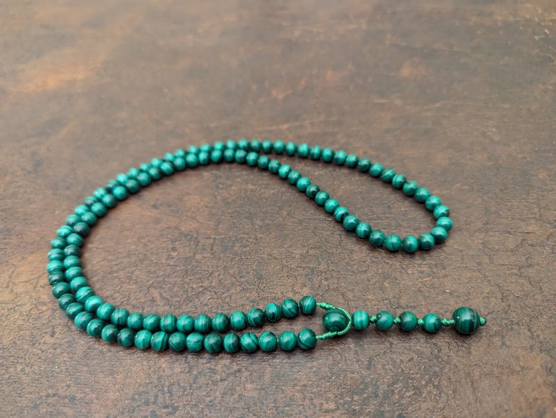 Genuine Malachite rosary mala prayer necklace 108  beads natural gemstone - Necklaces - Gemstone Green