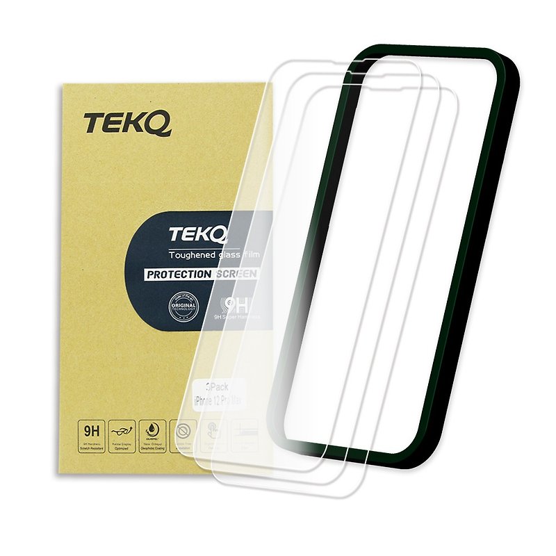 [TEKQ] iPhone 139H強化ガラススクリーンプロテクターフィルムアーティファクト付き3個 - スマホアクセサリー - ガラス ブラック
