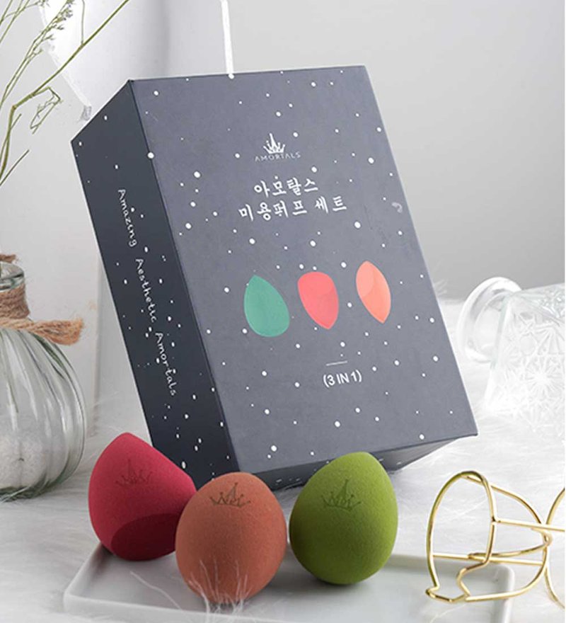 【台灣總代理】AMORTALS 爾木萄 星空美妝蛋套組 (3入組) - 彩妝刷具/鏡子/梳子 - 其他材質 