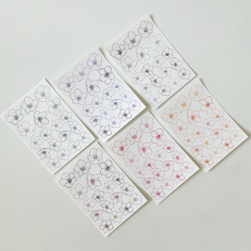 Round flower paper stickers - 貼紙 - 紙 