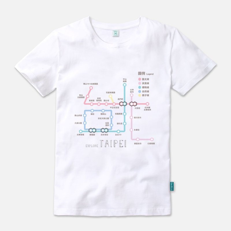 Explore Taipei - 中性版短袖T-shirt - 帽T/大學T - 棉．麻 白色