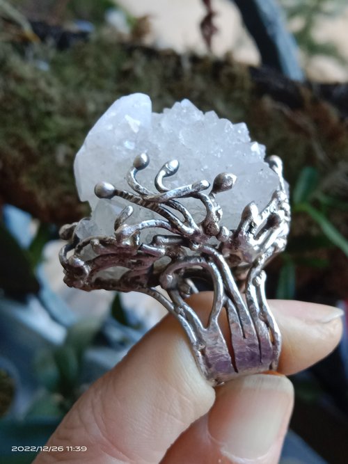 寶藏石光 / Light of Treasure Stone 魚眼石原礦手工銀戒純銀戒指~ 我可以 ~ Apophylite Silver Ring