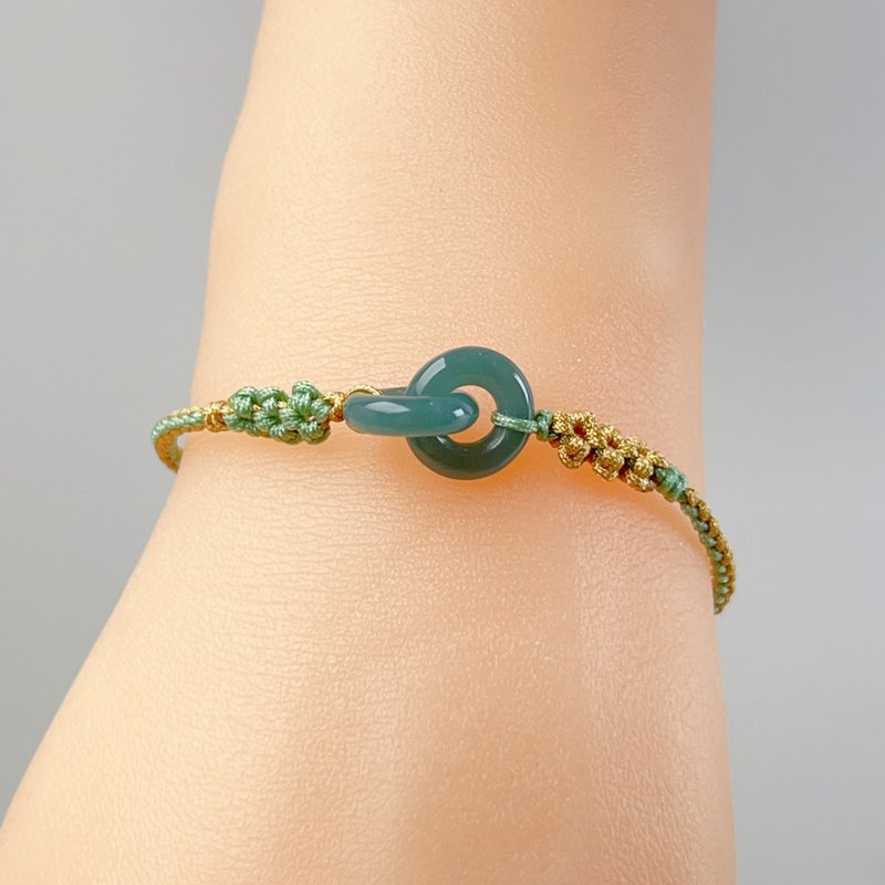 [Eternal Concentricity] Ice Blue Water Jadeite Concentric Circle Design Braided Bracelet | Natural Grade A Jadeite - Bracelets - Jade Blue