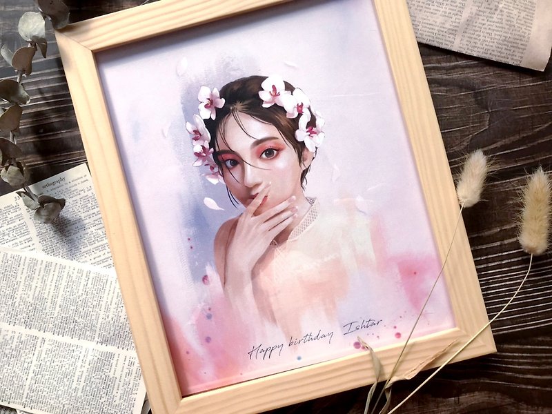 [framed] oil painting freehand/like face painting/portrait painting/couple/birthday gift/customized portrait/family - ภาพวาดบุคคล - กระดาษ 