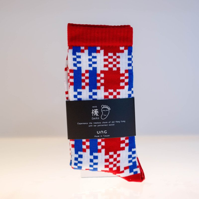 Red white and blue bag socks - ถุงเท้า - ผ้าฝ้าย/ผ้าลินิน สีแดง