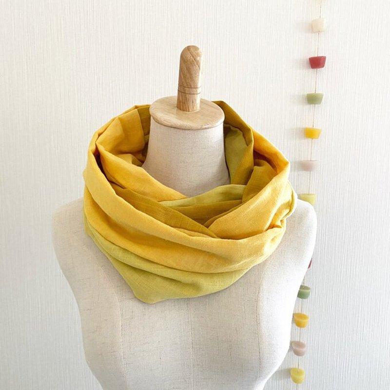 For spring and summer Yellow / Yellow / Vitamin color Made in Japan Dreamy snood of high quality gauze Mother's Day / Mimosa / Rapeseed - ผ้าพันคอถัก - ผ้าฝ้าย/ผ้าลินิน หลากหลายสี