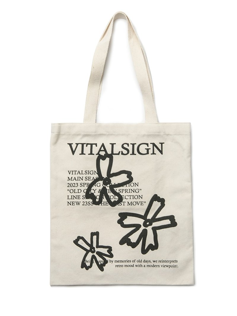 Vitalsign Eco Bag - กระเป๋าถือ - ผ้าฝ้าย/ผ้าลินิน ขาว