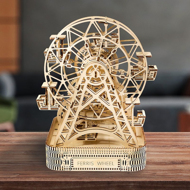 手作動力模型 倫敦眼摩天輪 木製組合可動玩具 - 木工/竹藝/紙雕 - 木頭 卡其色