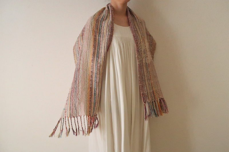 Hand Woven Stole Linen Cotton Colorful Tapestry Gift Shawl (S) 68 Birth Gift - ผ้าพันคอ - ผ้าไหม หลากหลายสี